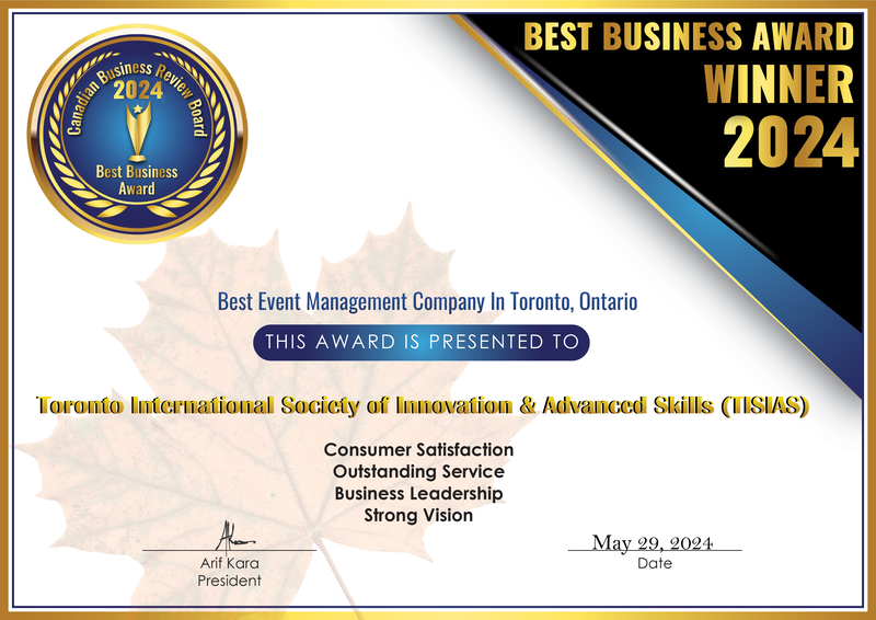 Toronto International Society of Innovation & Advanced Skills (TISIAS) has been re-approved and re-recognized once again by the Canadian Business Review Board (CBRB) as one of the Best in the business across Canada.